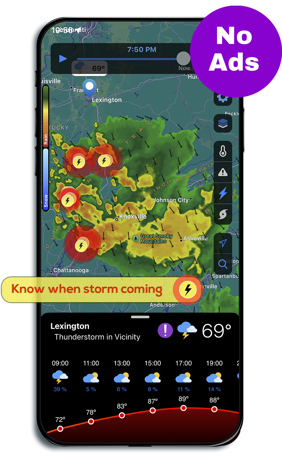 NOAA weather radar, no Ads